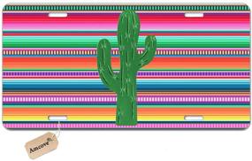 img 4 attached to Amcove License Plate Serape Cactus Decorative Car Front License Plate