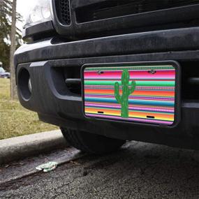 img 2 attached to Amcove License Plate Serape Cactus Decorative Car Front License Plate