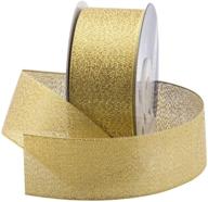 🎀 royal imports glitter fabric ribbon roll, metallic sparkly for christmas crafts, floral arrangements, weddings, sewing, bow making, gift wrapping - 25 yards spool, 1-1/2 inch (#9), gold logo