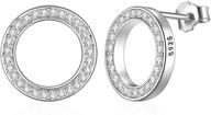 👂 cz circle minimalist halo sterling silver huggie earrings with cubic zirconia for women - hypoallergenic jewelry for gift-giving logo