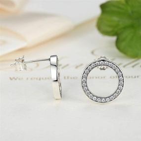 img 3 attached to 👂 CZ Circle Minimalist Halo Sterling Silver Huggie Earrings with Cubic Zirconia for Women - Hypoallergenic Jewelry for Gift-giving