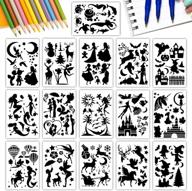 🖌️ pack of 16 journal stencils | reusable stencils for canvas, wood, and more | multiple large elements for painting | perfect for kids, adults, halloween, christmas, scrapbooking, drawing, diy home decor, walls logo