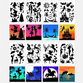 img 1 attached to 🖌️ Pack of 16 Journal Stencils | Reusable Stencils for Canvas, Wood, and More | Multiple Large Elements for Painting | Perfect for Kids, Adults, Halloween, Christmas, Scrapbooking, Drawing, DIY Home Decor, Walls