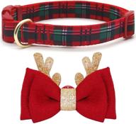 azusa christmas dog collar: bowtie holiday plaid with cute antler design, adjustable size - suitable for small to medium dogs logo