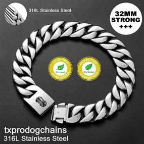 img 1 attached to txprodogchains Big Dog Chain Collar: Heavy Duty 32MM 🔗 Thick Stainless Steel Cuban Link Choke Chain Collar for Large Dogs