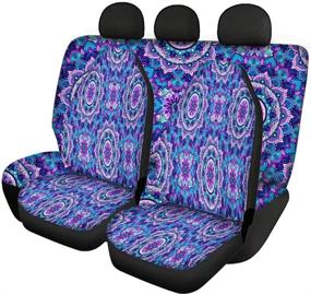 img 2 attached to POLERO Lotus Bohemian Style Mandala Blue Car Seat Cover For Women Ladies Auto Accessories Interior Protective Cover Universal Fit