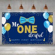 🎂 blue boy's 1st birthday mr. onederful party decoration photography backdrop - boy toddler little man first birthday cake table decor banner логотип