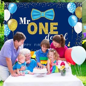 img 1 attached to 🎂 Blue Boy's 1st Birthday Mr. Onederful Party Decoration Photography Backdrop - Boy Toddler Little Man First Birthday Cake Table Decor Banner