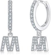 💍 925 sterling silver initial hoop earrings - white gold plated dangle huggie hoops for women logo