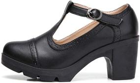 img 1 attached to 👠 DADAWEN Women's Platform T-Strap Mid Heel Pumps - Classic Shoes