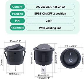 img 1 attached to 🔘 Twidec 10Pcs Round Rocker Switch - AC 6A/250V 10A/125V SPST - 2 Pins 2 Position On/Off - Car Boat Round Black Toggle Switch - Pre-soldered Wires - 1 Year Quality Assurance (KCD1-X-Y)