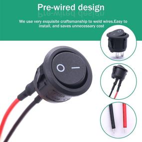 img 3 attached to 🔘 Twidec 10Pcs Round Rocker Switch - AC 6A/250V 10A/125V SPST - 2 Pins 2 Position On/Off - Car Boat Round Black Toggle Switch - Pre-soldered Wires - 1 Year Quality Assurance (KCD1-X-Y)