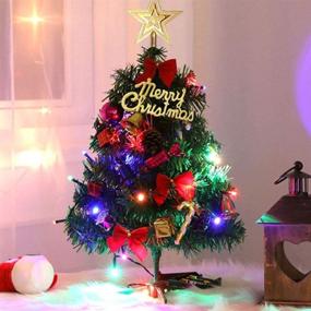 img 1 attached to 🎄 Snowy Mini Artificial Tabletop Christmas Tree: 20"/50cm, Hanging Ornaments, Eco-Friendly Material - Perfect Xmas Decor!