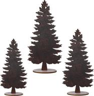 🎄 blulu 3-piece mini artificial christmas tree set - wood tabletop decorations with wooden base for xmas holiday party, miniature pine trees for christmas decor logo