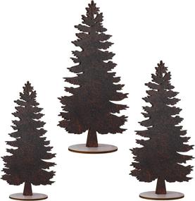 img 4 attached to 🎄 Blulu 3-Piece Mini Artificial Christmas Tree Set - Wood Tabletop Decorations with Wooden Base for Xmas Holiday Party, Miniature Pine Trees for Christmas Decor