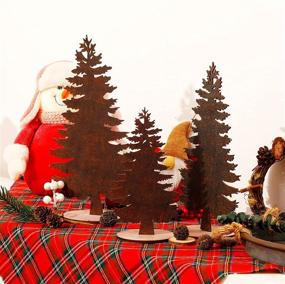 img 1 attached to 🎄 Blulu 3-Piece Mini Artificial Christmas Tree Set - Wood Tabletop Decorations with Wooden Base for Xmas Holiday Party, Miniature Pine Trees for Christmas Decor