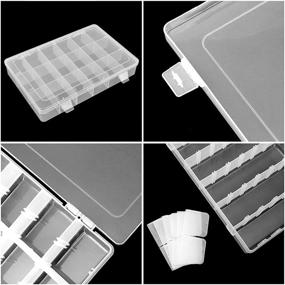 img 1 attached to 🧵 Floss Organizer Storage Box: Clear Case with 18 Compartments & 100 Bobbins - 10.5" Size