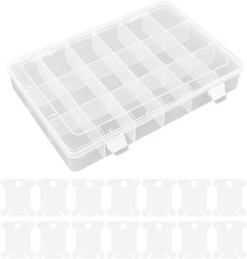 img 2 attached to 🧵 Floss Organizer Storage Box: Clear Case with 18 Compartments & 100 Bobbins - 10.5" Size