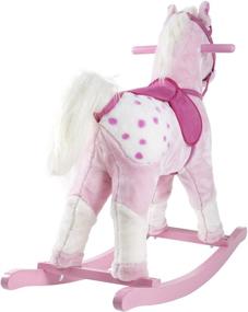 img 2 attached to Happy Trails Rocking Horse Plush Animal on Wooden Rockers with Sounds, Saddle & Reins, Ride on Toy, Pink - Perfect for Toddlers up to 4 Years Old