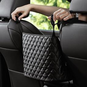 img 1 attached to Waterproof PU Leather Car Handbag Holder by NoCry - Durable Car Storage Organizer Fits Between Front Seats in Most Standard Cars, Quilted Black