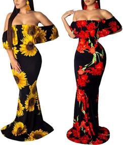 img 1 attached to Tropical Shoulder Hawaiian Evening Dresses Women's Clothing