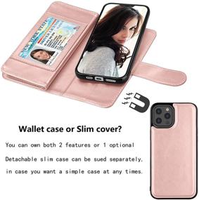 img 1 attached to 📱 Njjex iPhone 12 Case/iPhone 12 Pro Wallet Case 6.1 inch (2020), [9 Card Slots] PU Leather ID Credit Holder Folio Flip [Detachable] Kickstand Magnetic Phone Cover & Lanyard [Rose Gold] for Enhanced SEO