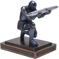 🖋️ amoysanli knight pen holder - desk organizers and accessories, resin desk decor pen holder as a gift, cool pen set for office and home (blue) логотип