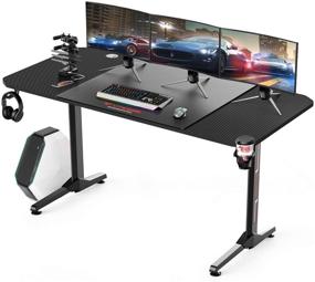 img 4 attached to Enhance Your Gaming Experience with the Vitesse Gaming Desk: T-Shaped Racing Style, Professional Gamer Game Station with Bonus Accessories (Black)