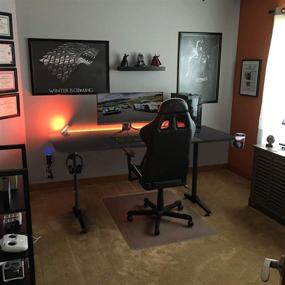 img 3 attached to Enhance Your Gaming Experience with the Vitesse Gaming Desk: T-Shaped Racing Style, Professional Gamer Game Station with Bonus Accessories (Black)