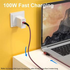 img 2 attached to Фасгир USB-C кабель USB C 100W передача питания 3 фута 90 градусов 3.1 Gen 2 – быстрая синхронизация данных, заряд 5A PD – Макбук, Хромбук, S20, Пиксель XL (красный)