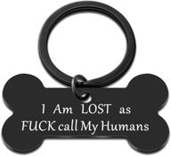 🐾 personalized funny pet dog id tag keychain for cats and dogs - engraved bone shape, "i'm lost" - perfect for my new puppy (black) logo