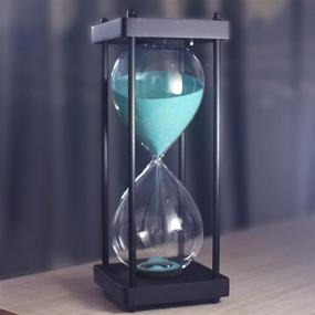 img 3 attached to ⏳ 60 Minute Hourglass Timer: Elegant Black Wooden Frame Decor with Green Sand, Large Size