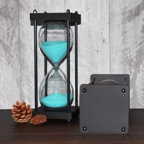 img 2 attached to ⏳ 60 Minute Hourglass Timer: Elegant Black Wooden Frame Decor with Green Sand, Large Size