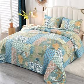 img 4 attached to Alicemall Country Reversible Patchwork Bedspreads