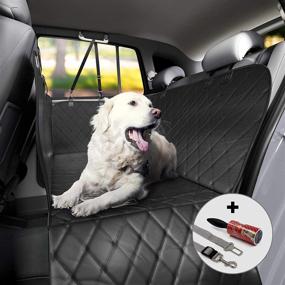 img 4 attached to Durable Dog Car Backseat Cover with Large Side Flaps - Full Protection for Car/SUV Doors, Backseat & Floor - Waterproof, Non-slip, Washable - Includes Bonus Lint Roller & Dog Seat Belt by TrioGato
