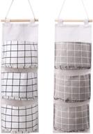 🗄️ 2-pack over the door closet organizer: wall hanging storage bags with 3 pockets for bedroom & bathroom in white and gray логотип