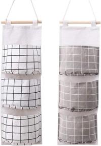 img 1 attached to 🗄️ 2-Pack Over The Door Closet Organizer: Wall Hanging Storage Bags with 3 Pockets for Bedroom & Bathroom in White and Gray