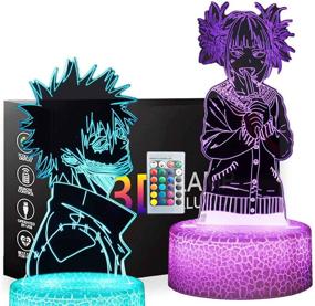 img 4 attached to 🔦 3D Night Light - My Hero Academia Toys with Remote Control | 2 Patterns, 16 Colors Anime Table Lamp for Kids Bedroom Decoration | Creative Lighting - Perfect Christmas and Birthday Souvenir Gifts