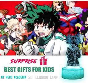 img 2 attached to 🔦 3D Night Light - My Hero Academia Toys with Remote Control | 2 Patterns, 16 Colors Anime Table Lamp for Kids Bedroom Decoration | Creative Lighting - Perfect Christmas and Birthday Souvenir Gifts