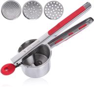 🥔 heavy duty stainless steel potato ricer and masher: premium grade with 3 interchangeable discs logo