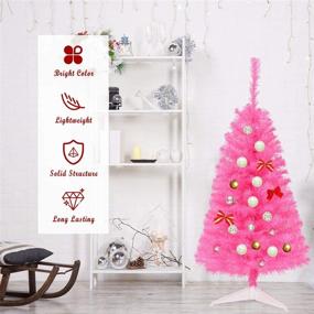 img 3 attached to 🎄 Premium Small Unlit Christmas Tree in Pink - Goplus 3ft, Ideal Xmas Decoration for Home, Office, and School Use