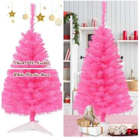 img 1 attached to 🎄 Premium Small Unlit Christmas Tree in Pink - Goplus 3ft, Ideal Xmas Decoration for Home, Office, and School Use