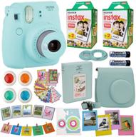 📸 fujifilm instax mini 9 instant camera bundle - fuji instax film (40 sheets), camera case, frames, photo album, 4 color filters, and more (blue) logo