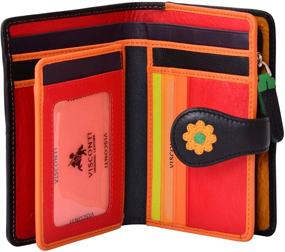 img 3 attached to Stylish and Functional Visconti Spanish DS-82 Women's Floral Multi Colored Bifold Wallet from Daisy Collection - Black Multi, Medium