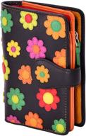 stylish and functional visconti spanish ds-82 women's floral multi colored bifold wallet from daisy collection - black multi, medium logo
