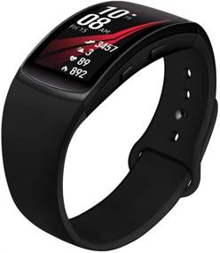 img 4 attached to 🔌 NAHAI Soft Silicone Replacement Bands for Gear Fit 2 and Fit 2 Pro - Small, Black with Black Button