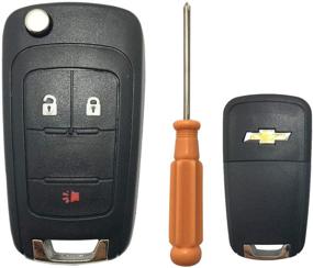 img 4 attached to 🔑 Keyless Entry Flip Folding Key Fob Cover Shell Compatible with 2010-2014 Chevy Chevrolet Camaro Cruze Malibu Equinox Sonic Impala, OHT01060512 Replacement Remote Key Fob Case (3 Buttons)