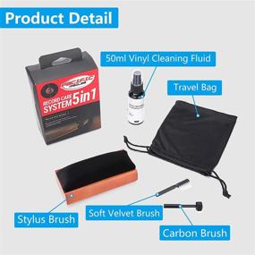 img 3 attached to Комплект для очистки виниловых пластинок Ultimate Vinyl Record Cleaning Kit: решение 5 в 1 с мягкой бархатной щеткой, очистительной жидкостью, чистильщиком стилуса и сумкой для переноски.