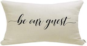 img 4 attached to 🏡 Meekio Farmhouse Pillow Covers – Be Our Guest Quote Lumbar Decor 12"x20" – Rustic Farmhouse Décor for Guest Room