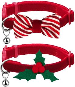 img 4 attached to 🎄 Azuza 2Pack Christmas Kitten Collar: Quick Release, Safe Buckle, Festive Breakaway Cat Collars with Bowtie - Perfect for Kittens and Cats!